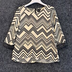 Daytrip Womens Chevron‎ Zigzag Print 3/4 Sleeve Blouse Top Size L